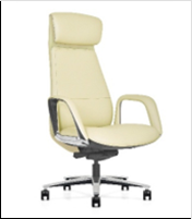 High back chair - Leather - Camel & Beige